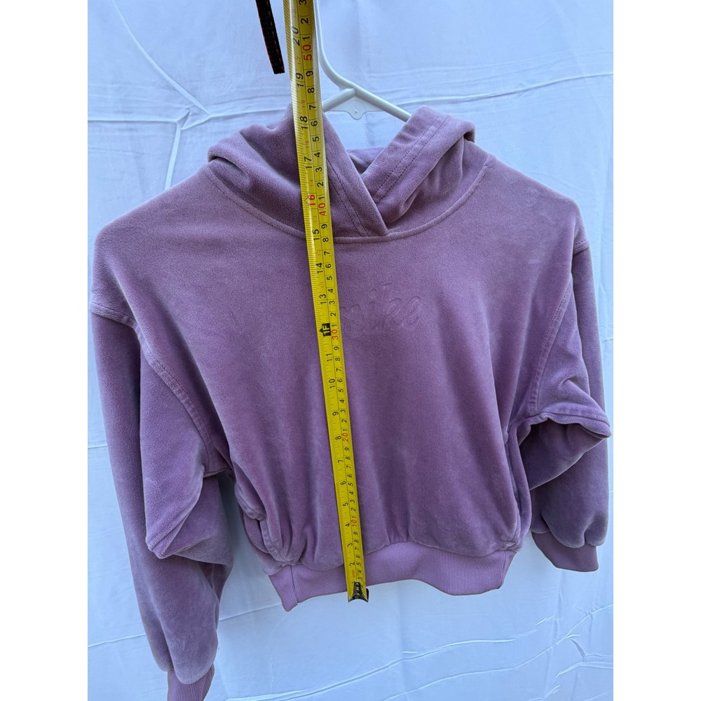 Nike Womens Velour Cropped Hoodie Mauve Purple Embroidered Logo Small